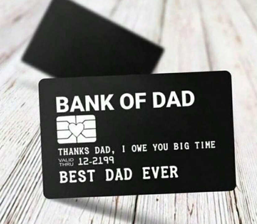 Bank of Dad or mum Credit Card Novelty Wallet Card, Black Metal