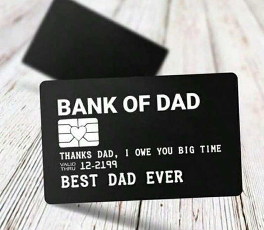 Bank of Dad or mum Credit Card Novelty Wallet Card, Black Metal