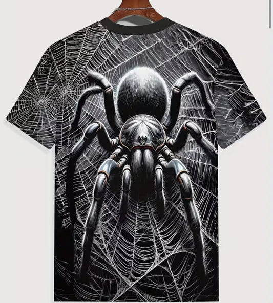 Men'S Spider Web Pattern T-Shirt - Black Spider And Web Design, Lightweight Summer Short Sleeve Top,