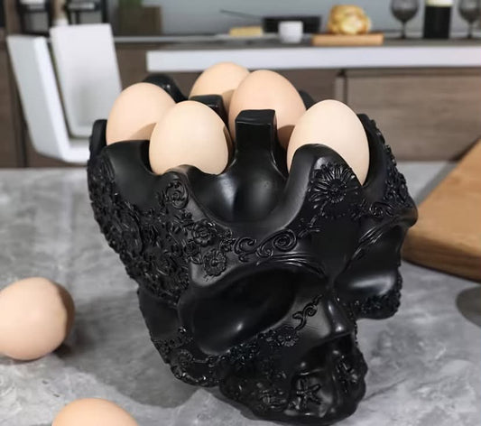 Multi-Style Gothic Resin Egg Holder & Tableware Storage - Medieval Skull Table Decor