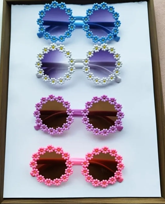 4 pcs Cute Glasses Cute Chrysanthemum Flower Glasses Round Frame Petal Glasses