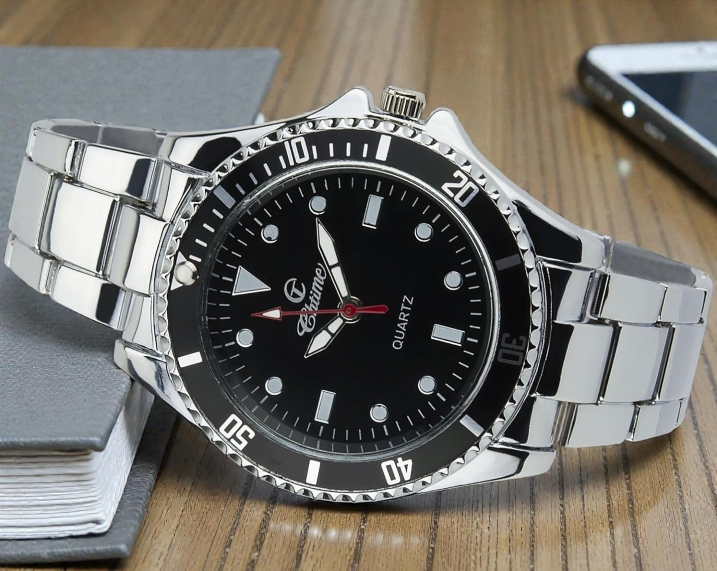 Men's Black Watch Gift Box – LED Lamp – Wallet – Pen