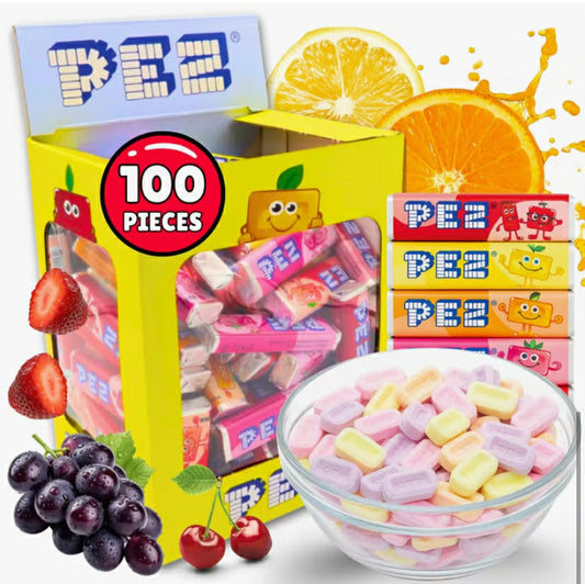 PEZ Fruit Mix Single Refills Box 100 x 8.5g Assorted Fruit Flavour PEZ Candy Refills - Bulk Retro Dispenser Sweets Multipack