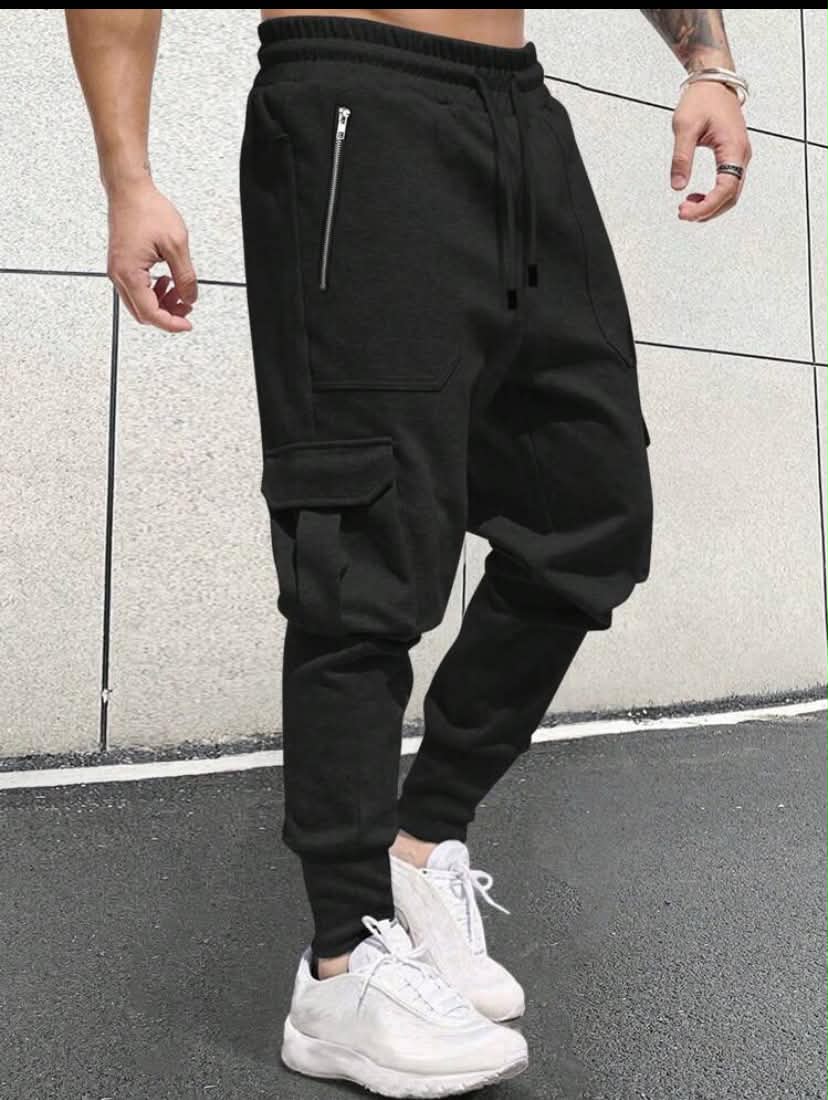 Manfinity Homme Men Flap Pocket Side Drawstring Waist Sweatpants