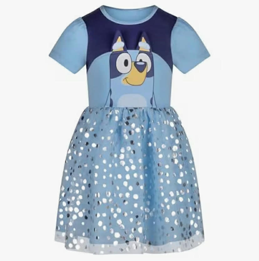 Bluey Girls Party Dress Cotton/Polyester