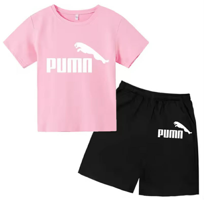 Kids Summer Casual Letter Print 2-Piece Set