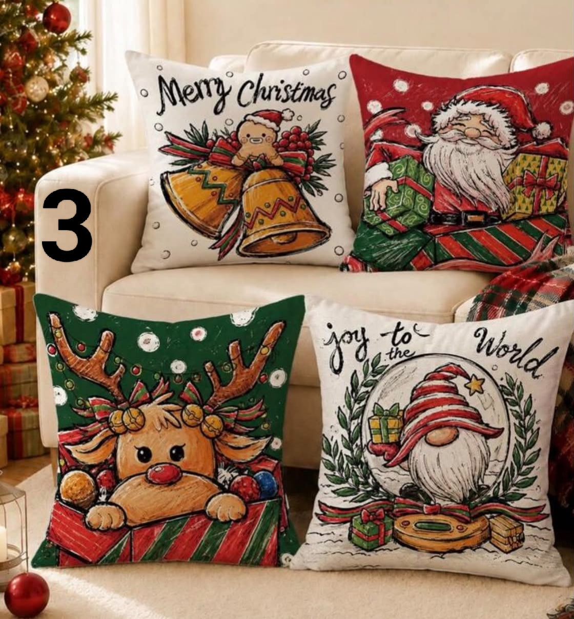 4pcs  Christmas Pillow Case,