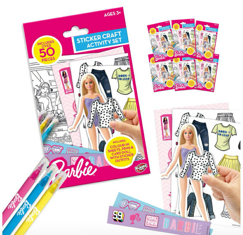 Barbie Toyz Sticker Activity Set - 1 Pack, 50 pcs - Customizable Dolls & Stickers - Creative Accessories for Arts & Crafts