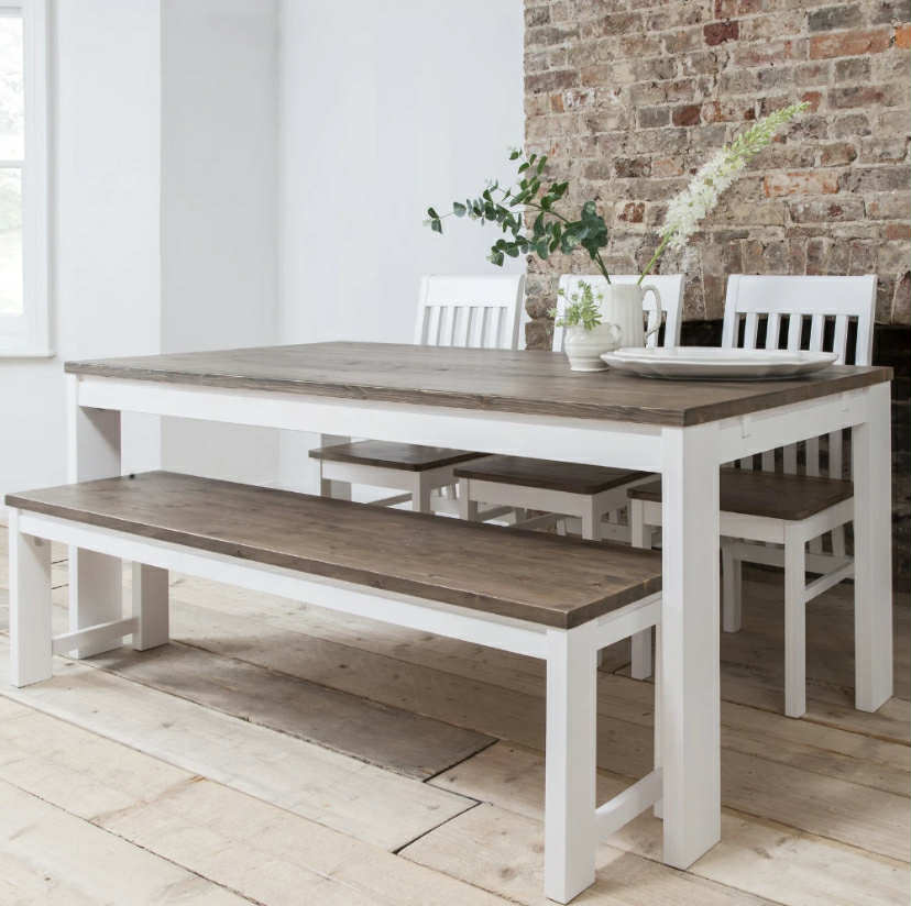 Hever Large Farmhouse Dining Kitchen Table 180cm Seats 6 to 8 in Dark Pine