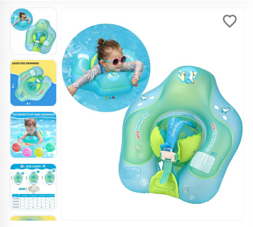 Baby Swimming Float with Canopy Safe Inflatable Pool Trainer for Infants and Toddlers