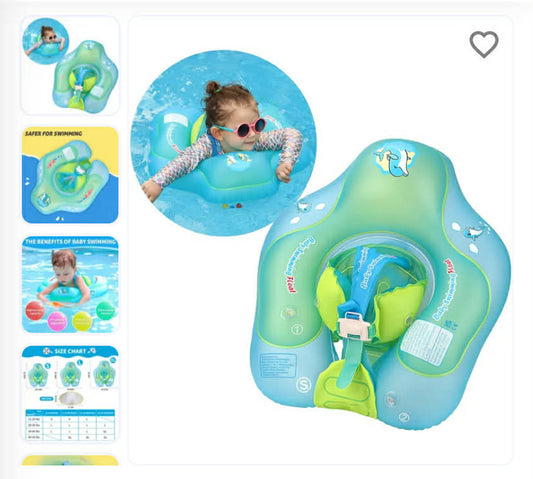 Baby Swimming Float with Canopy Safe Inflatable Pool Trainer for Infants and Toddlers