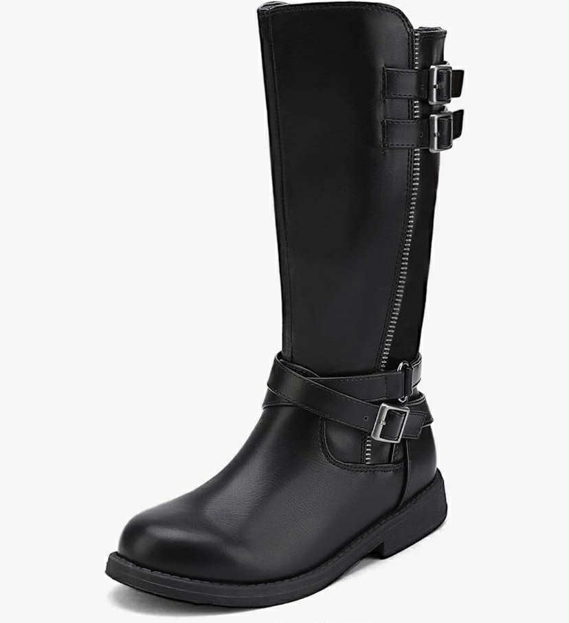 DREAM PAIRS Unisex-Child Black Buckle Knee High Riding Boots