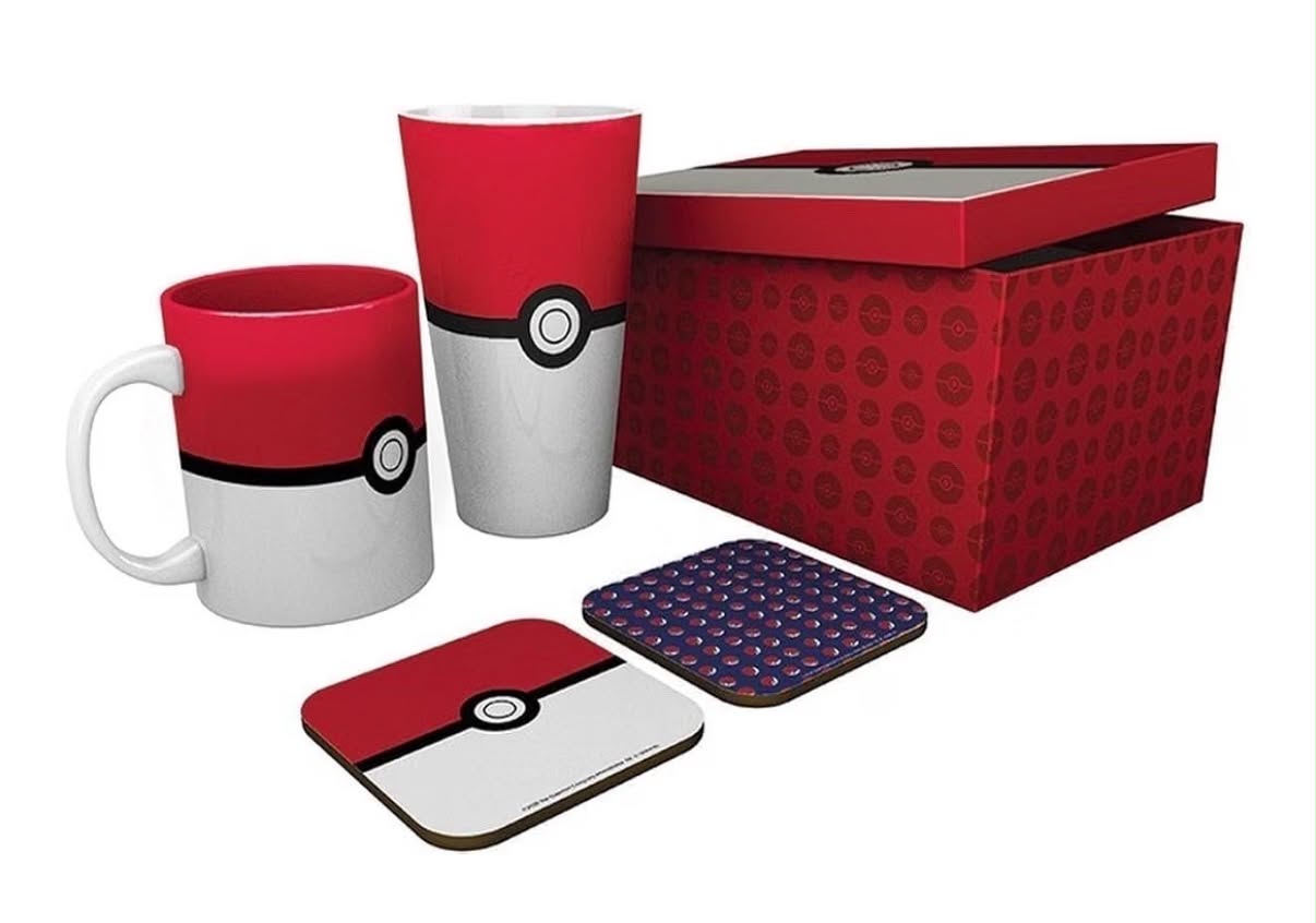 Pokémon Pokeball Mug, 400ml Glass & 2 Coasters Collectable Gift Box