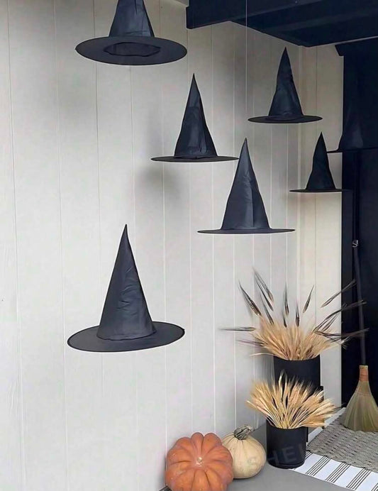 10pcs Hanging Witch Hats - Magic World! Stunning Halloween/Day Of The Dead Party Decor, Minimalist Witch Hat, Creative Home Atmosphere