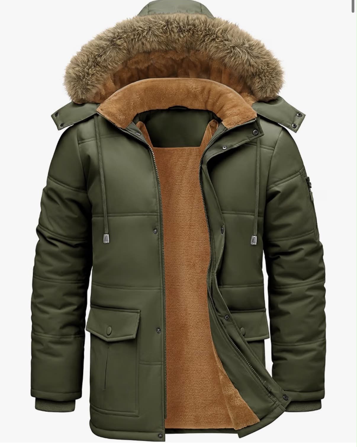 Men's Jackets Winter Warm Parka Fluff Lining Coats for Men with Detachable Hood and Pockets Thermal Padded Thick Fleeced Coat