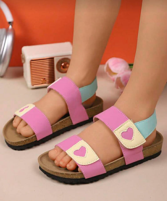 1 Pair Girls' Fashion Flat Sandals, Rainbow Decor, Stylish & Versatile, Suitable For Girls' Outdoor, Travel, Vacation