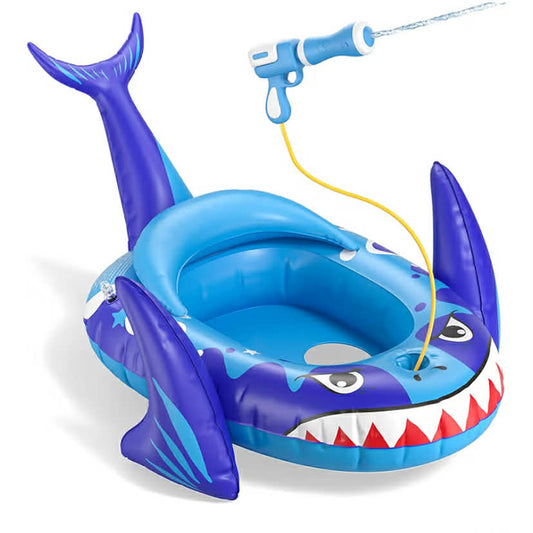 Shark Kids Pool Floats with Water Gun,Toddler Pool Float Inflatable Ride-on Swimming Pool Toy for Boys Aged 3 4 5 6 7 Years,Summer Outdoor Water Pool Games Toys