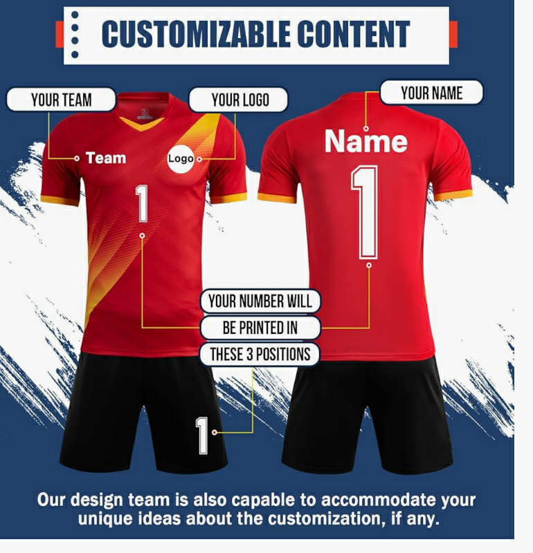 Custom Football Jersey for Adult Kids Men Women Youths Personalised Football Uniform Shirt and Shorts with Name Logo Team Number