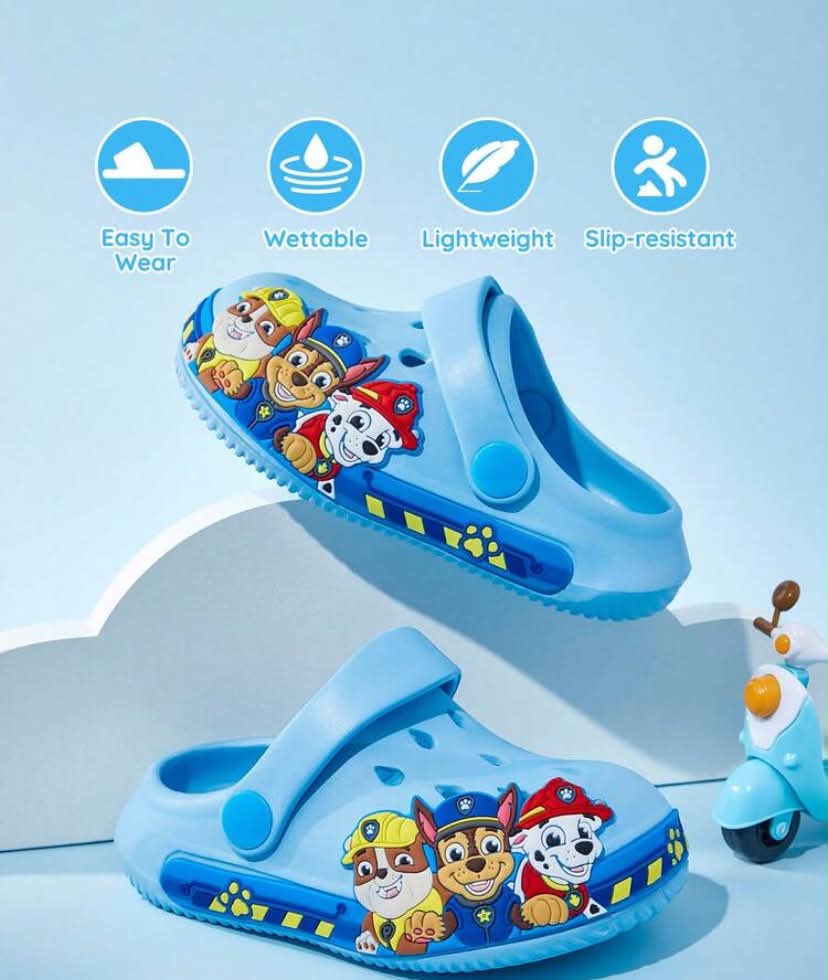 PAW Patrol Boy Cute Cartoon Dog Chasing Blue Children's Garden Slippers, Toddlers & Kids Grip-Enhancin Garden Clogs