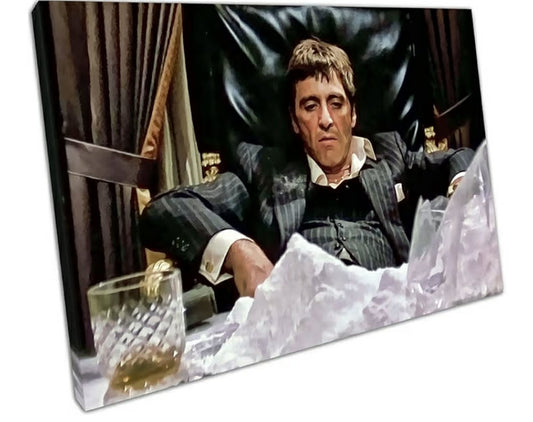 American gangster Tony Montana Scarface Film Ready to Hang Canvas Wall Art Print On Canvas Picture For Home Office Decor 91x61cm (36x24In)