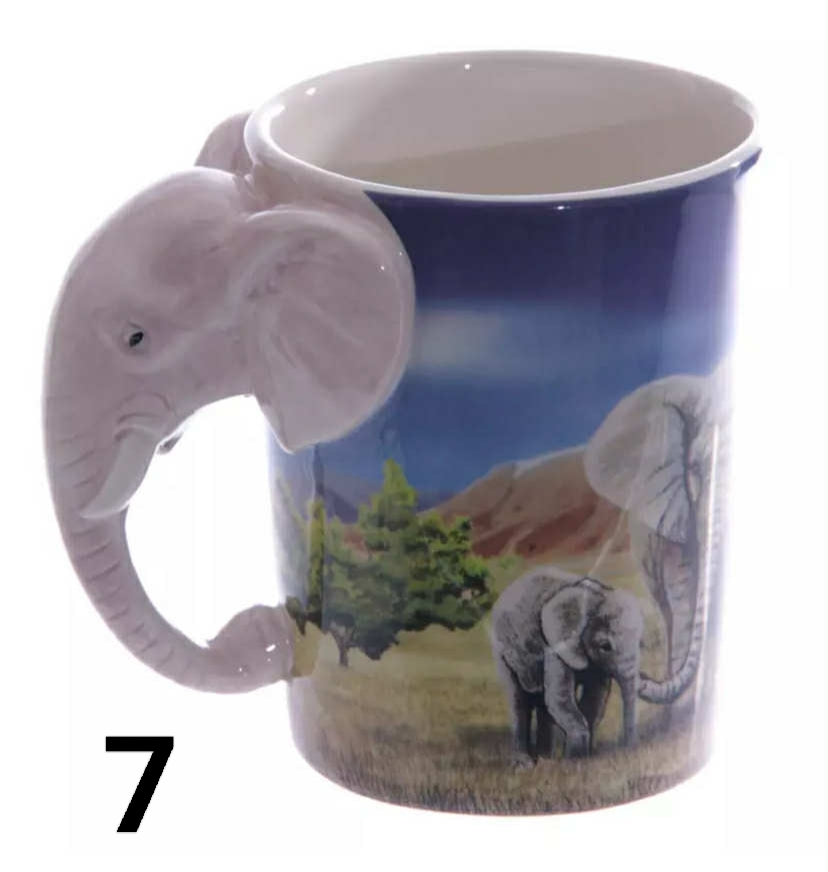 Animal Shaped Handle Ceramic Mug Tea Coffee Cup Novelty Gift Jungle Tropical