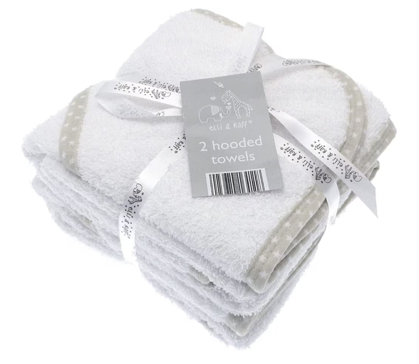 2pk Hooded Baby Towel White