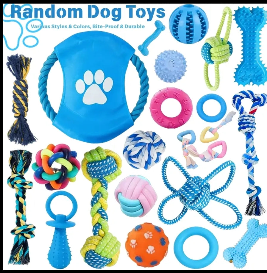 11 pcs Durable Dog Chew Toy, Random Styles and Materials, Chew-resistant, Cleans Teeth, Tug Toy, Relieves Boredom and Encourages Interactive Play
