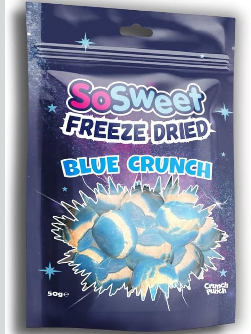SoSweet Freeze Dried Sweets – Blue Crunch 50g  Intense Flavour Crispy Fruit Candy Snack Fun Sweet Treat