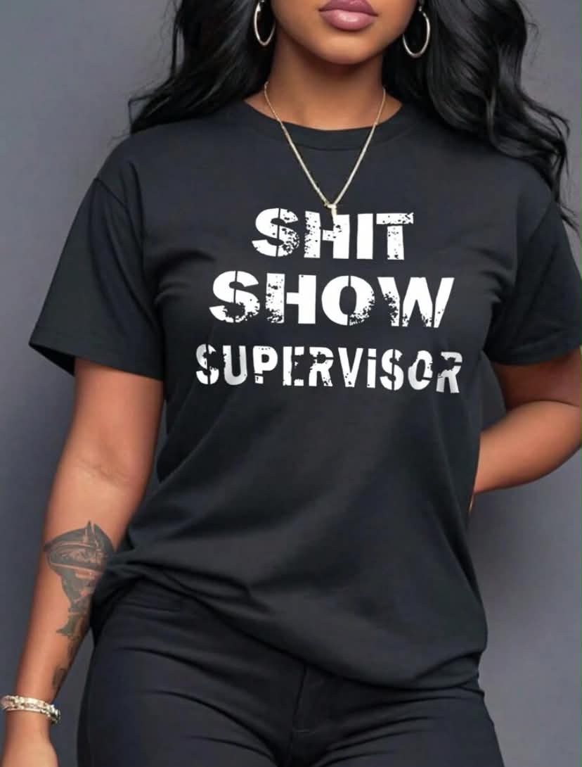 Casual Short Sleeve T-Shirt For Summer, SHOW SUPERVISOR Graphic