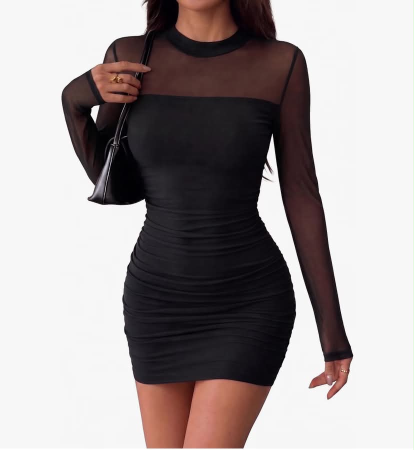 Women's Mesh Mini Dress Sexy Bodycon Party Dresses