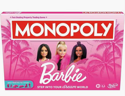 Monopoly: Barbie Edition Board Game, Property-Trading Game with Barbie Tokens, Cards & Locations, 2–6 Players, Ages 8+, Quick to Learn,
