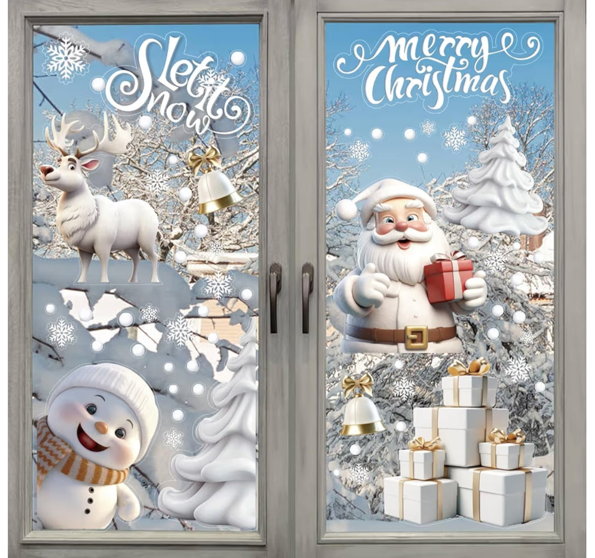 Sheets Christmas Window Stickers - PVC Material, White Color, Winter/Christmas Pattern, Reusable, Indoor Use