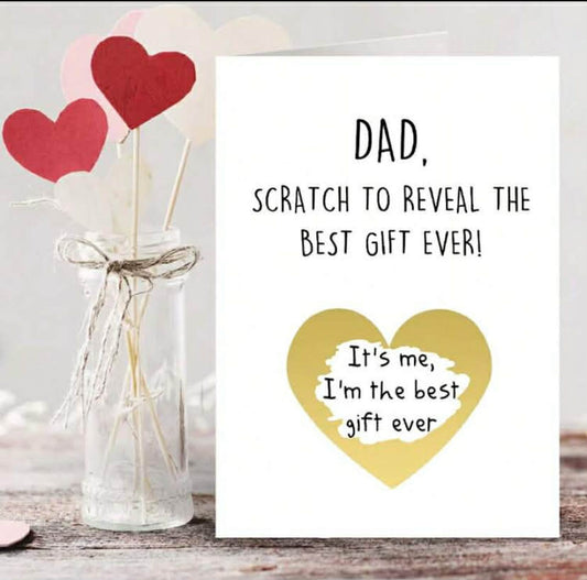 Unique Heart Scratch Card, Father's Day/Birthday Card - Funny Father's Day Card, Dad Card, Funny Greetings, Perfect Gift For Dad, Step-Dad
