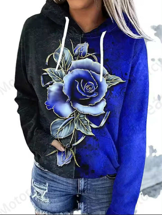 Rose Floral 3d Print Women Hoodie Fashion Oversized Hoodies
