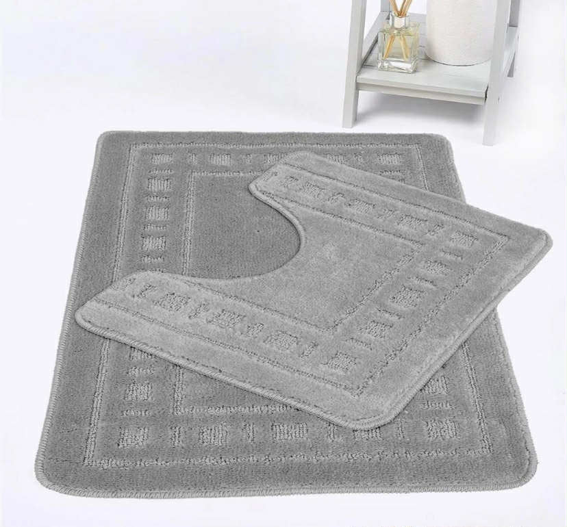 2PCs Bath Mat Pedal Set Non Slip Toilet bathroom Rugs 2 Piece set