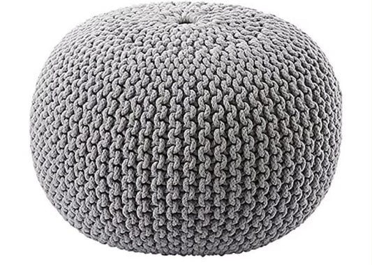 Chunky Knitted Round Pouffe Foot Stool 100% Cotton Children or the Elderly Living Room