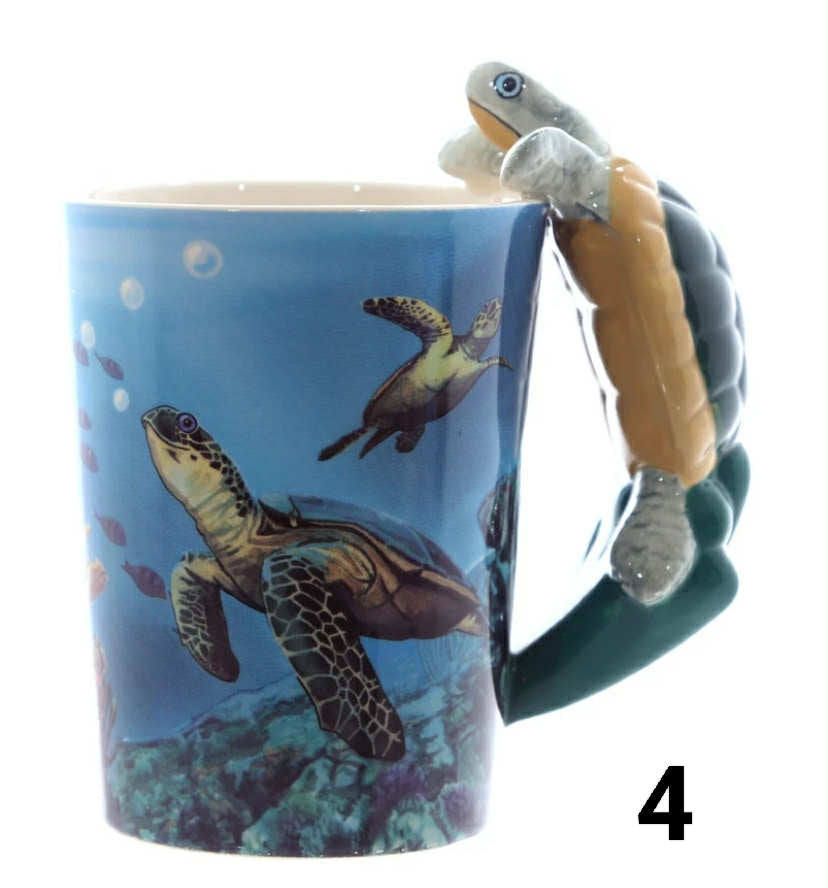 Animal Shaped Handle Ceramic Mug Tea Coffee Cup Novelty Gift Jungle Tropical