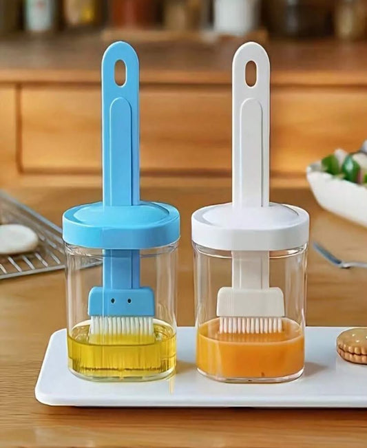 Baking Brush With Oil Pot, Barbecue Brush With Oil Bottle, Cooking & Baking Oil Brush With Oil Container,