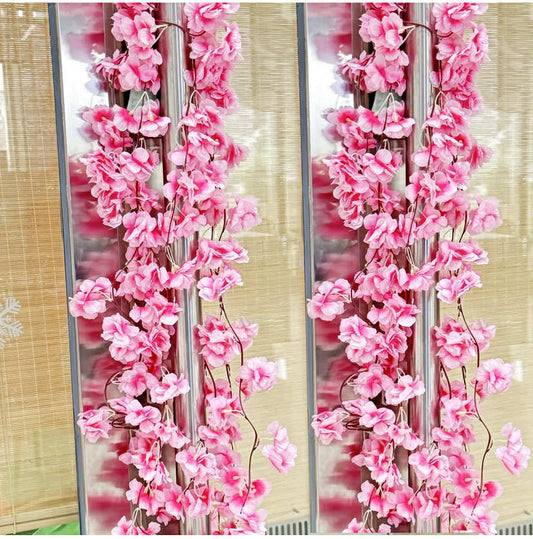 2Pcs Fake Cherry Blossom Garlands