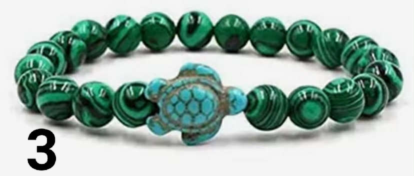 Beaded Natural stone tortoise bracelet sea turtle