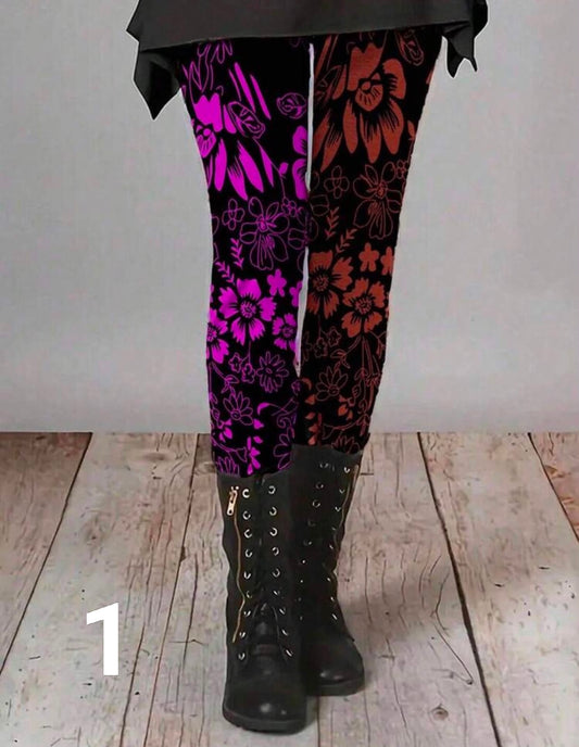 Women Plus Size Bat & Sheer Mesh Leggings, Halloween, Autumn