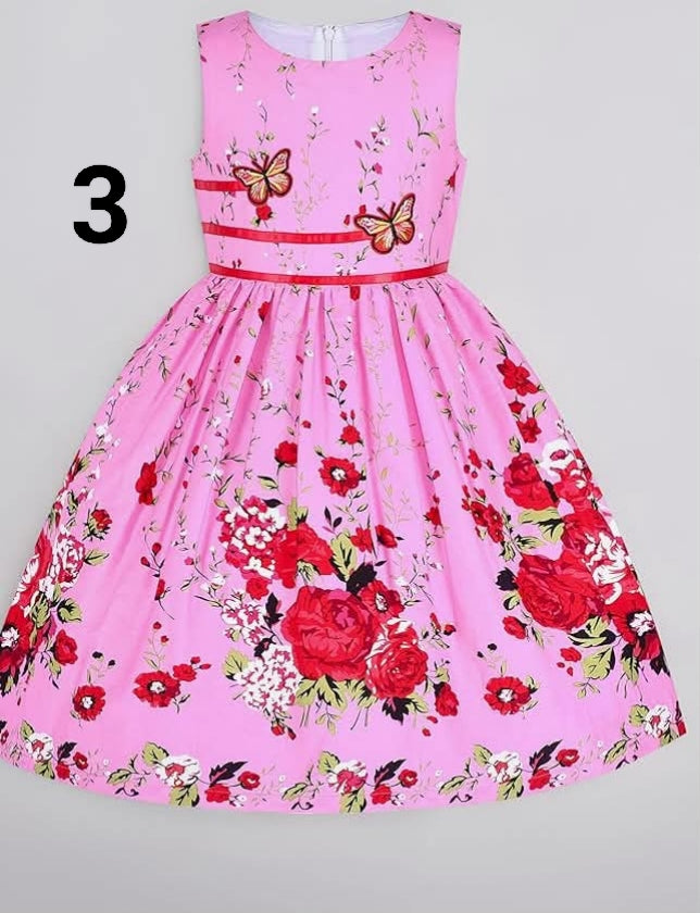 Girls Dress Purple Rose Flower Double Bow Tie Party Kids Sundress