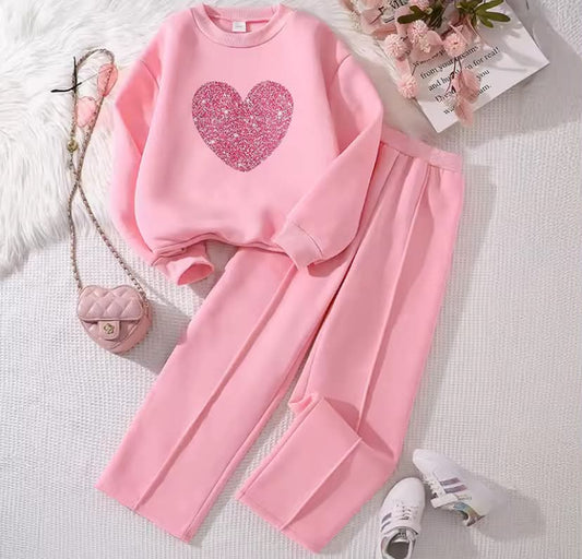 sweatshirt T-Shirt + wide leg Pant Suit