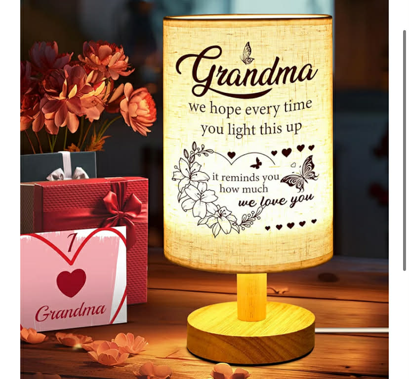 Thank You Gifts for Women Men Friend, Birthday Appreciation Graduation Retirement Gift Present for Her Him, Decorative Table Lamp Bedside Lamp with Fabric Shade