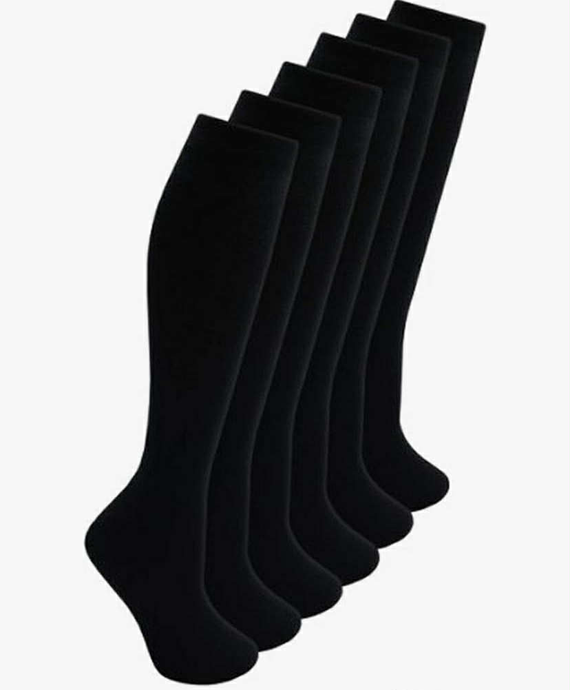 6 Pairs Girls Kids Knee High School Socks Cotton