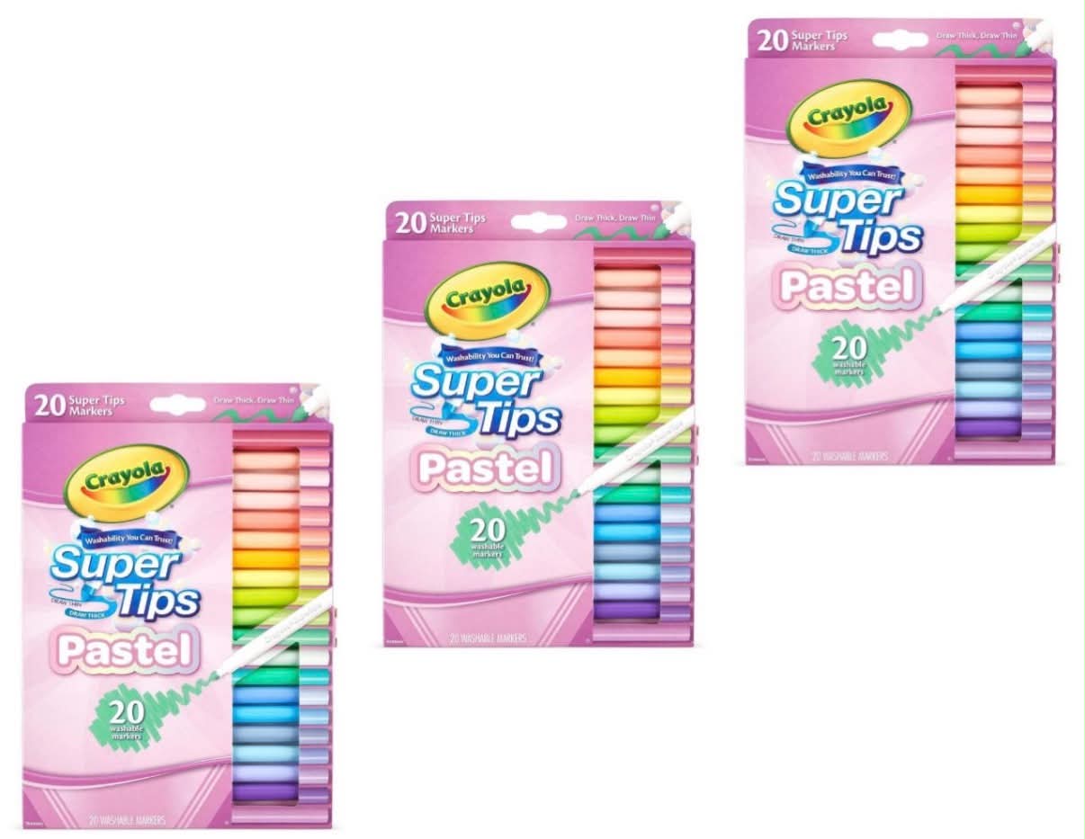 CRAYOLA Pastel SuperTips Washable Markers - Assorted Colours (Pack of 20)