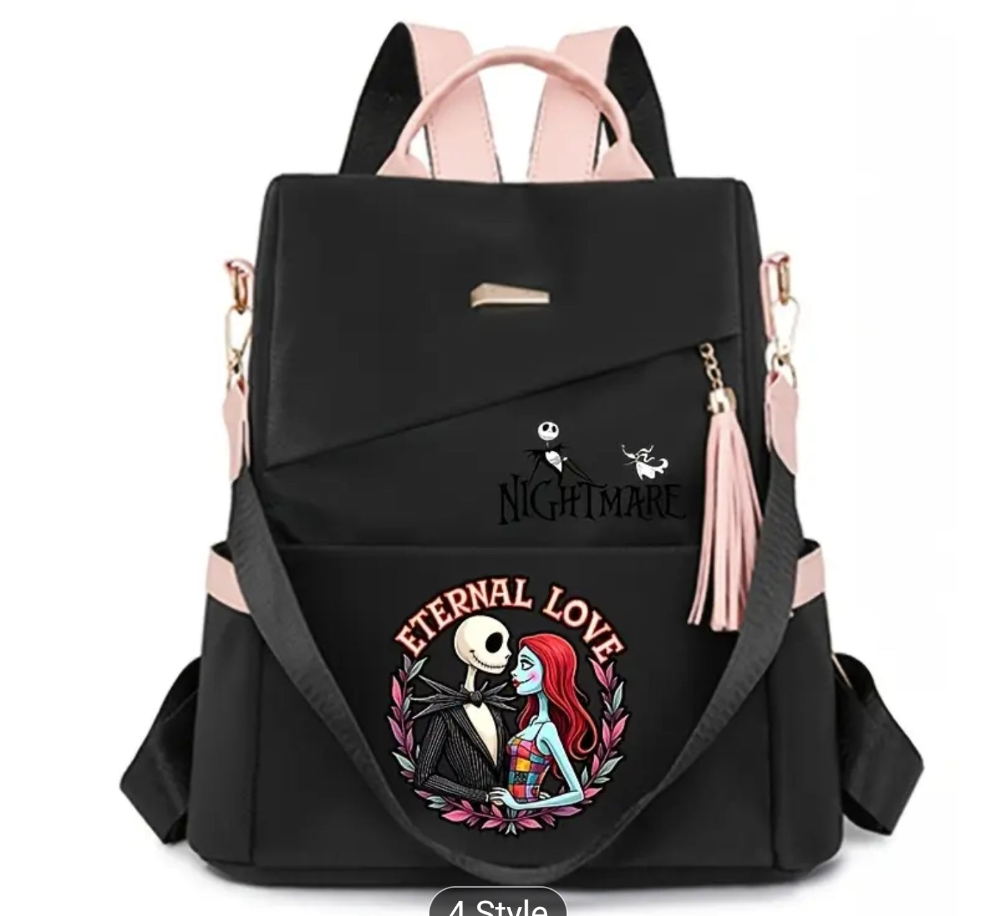 Nightmare Before Christmas Backpack - Large Capacity PU Bookbag with Tim Movie, Travel Daypack for &, Collectible Gift