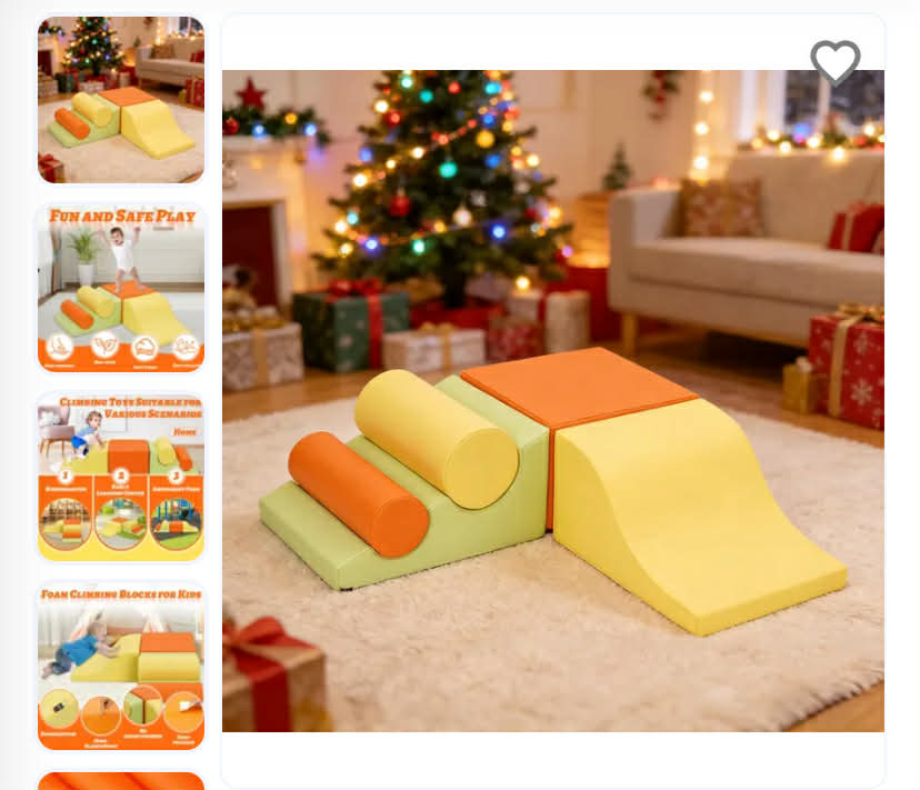 5 PCS Baby Soft Foam Climbing Blocks Set with Ramp Montessori Indoor Play Equipment - Orange, Yellow, Light Green 140x45x25cm