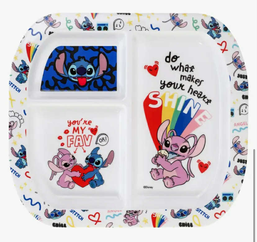 Stitch Island 3 Section Reusable Childrens Kids Toddlers Divided Breakfast Lunch Dinner Plate
