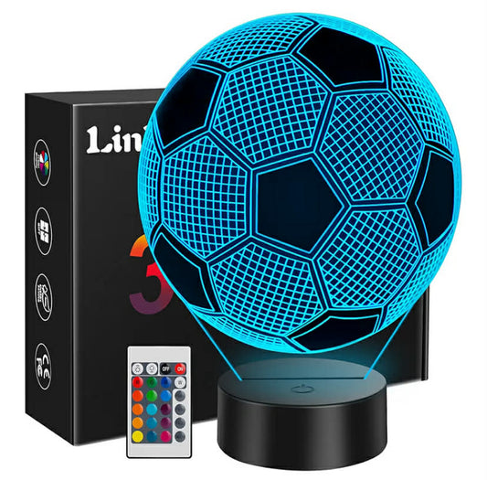 Football Gifts for Boys, 3D Illusion Football Night Light for Girl Bedroom Decor, 16 Colors Change 5 6 7 8 9 10 11 12 Year Old Boy Birthday Gifts